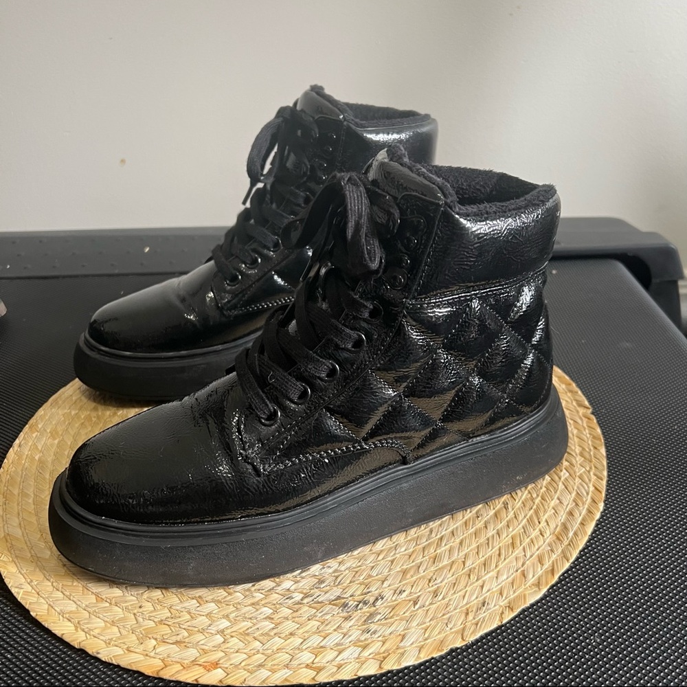 H&M Minimalist Platform Quilted Faux Leather Booties